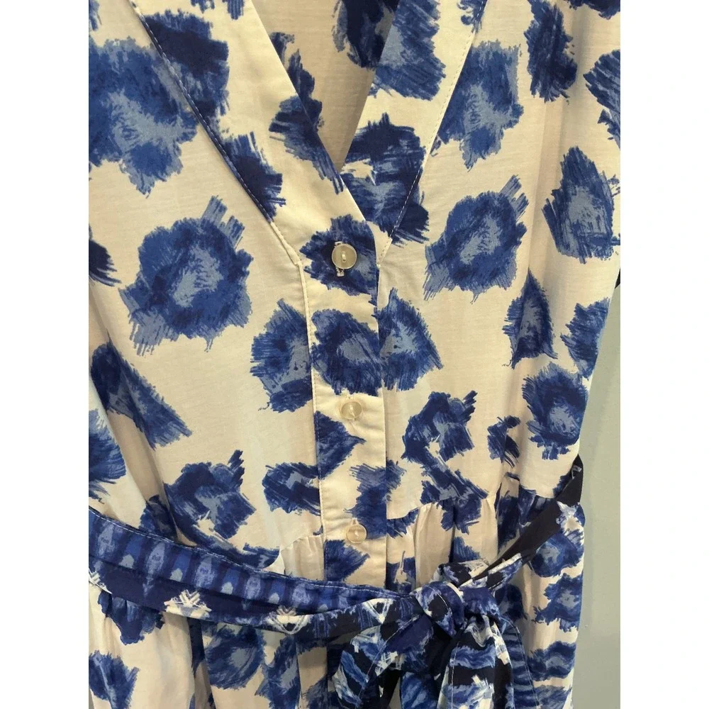 Abercrombie & Fitch Womens Tiered Poplin Maxi Dress S Blue Euro Summer Fall